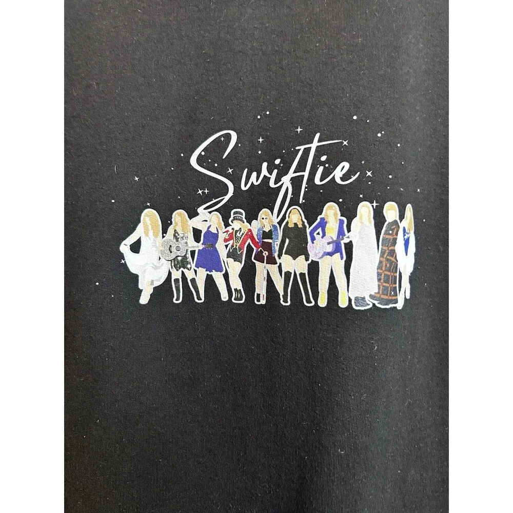 Gildan Swiftie Eras Tour Black Graphic Hoodie Taylor Swift Inspired XL Pullover